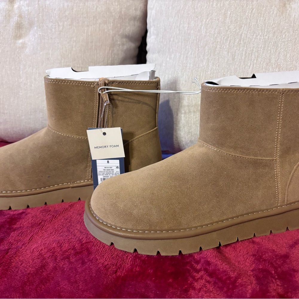 Tan Suede Ankle Boots with Memory Foam